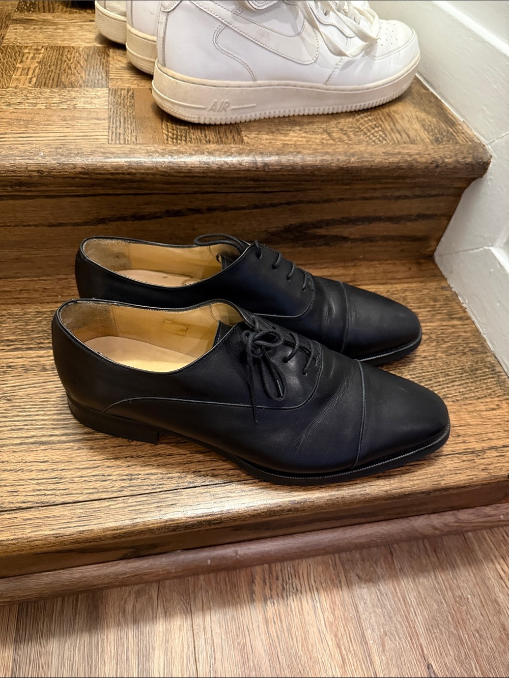 Men's Black Leather Lace-Up Dress Oxfords